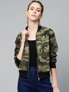 Green Camouflage Bomber Zipper Jacket