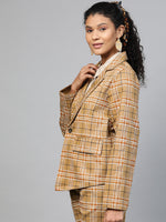 Beige Check Wrap Twill Blazer