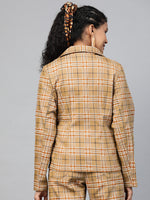 Beige Check Wrap Twill Blazer