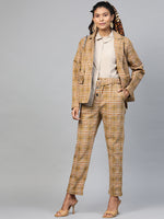 Beige Check Wrap Twill Blazer