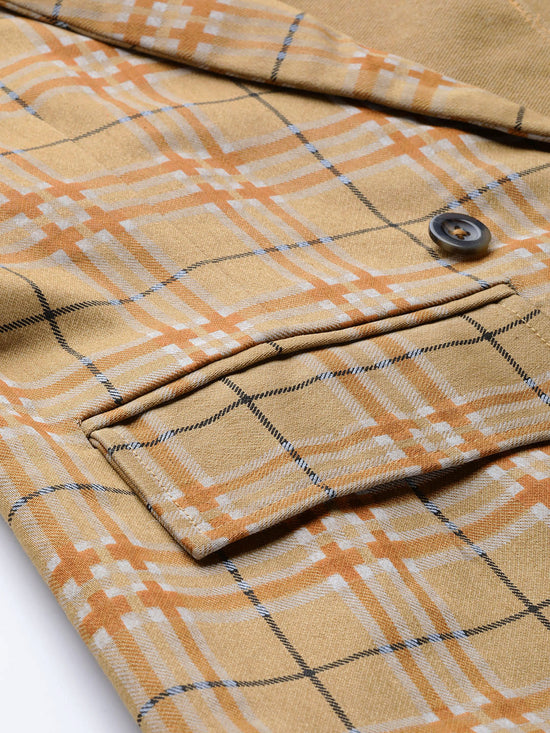 Beige Check Wrap Twill Blazer