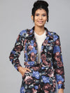 Blue Floral Crop Twill Jacket