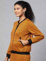 Mustard Jacquard Check Bomber Jacket