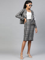 Grey Check Biker Jacket