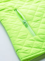 Neon Green Sleeveless Quilted Puffer Jacket