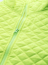 Neon Green Flap Pockets Quilted Puffer Jacket