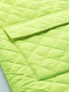 Neon Green Flap Pockets Quilted Puffer Jacket