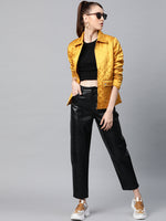 Mustard Satin Quilted Jacket