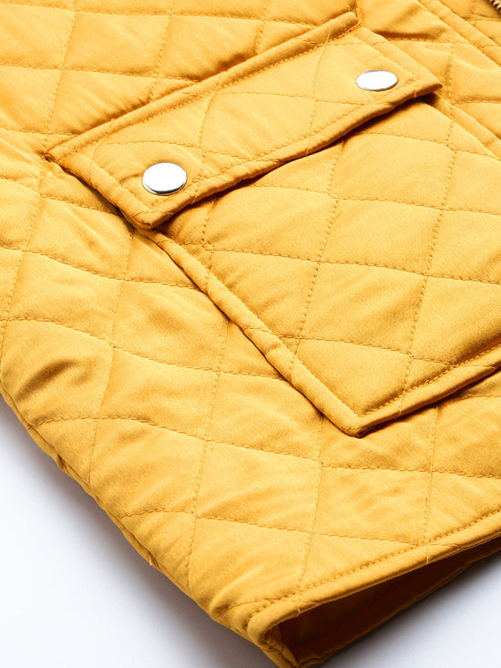 Mustard Satin Quilted Jacket