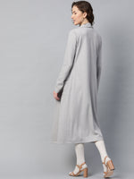 Grey Rib Front Open Longline Shrug