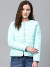 Blue Snap Button Quilted Jacket