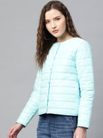 Blue Snap Button Quilted Jacket