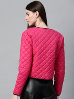 Fuchsia Piping Detail Quilted Jacket