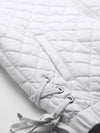 White Tie-Up Detail Quilted Bomber Jacket