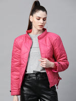 Fuchsia Front Pocket Puffer Jacket