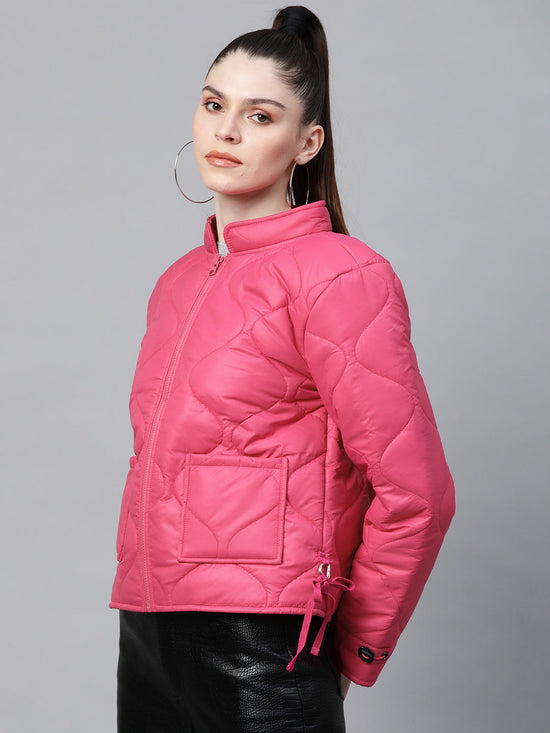 Fuchsia Front Pocket Puffer Jacket