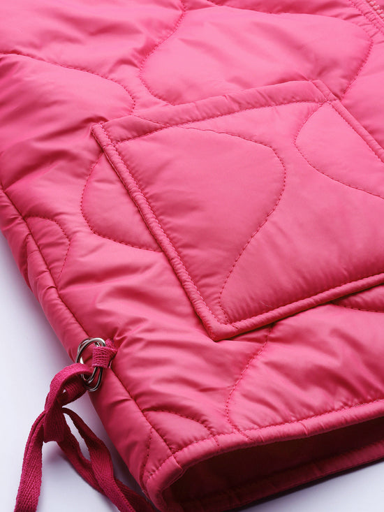 Fuchsia Front Pocket Puffer Jacket