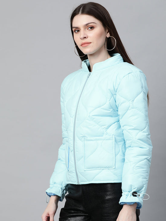 Blue Front Pocket Puffer Jacket