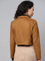 Brown Suede Crop Blazer