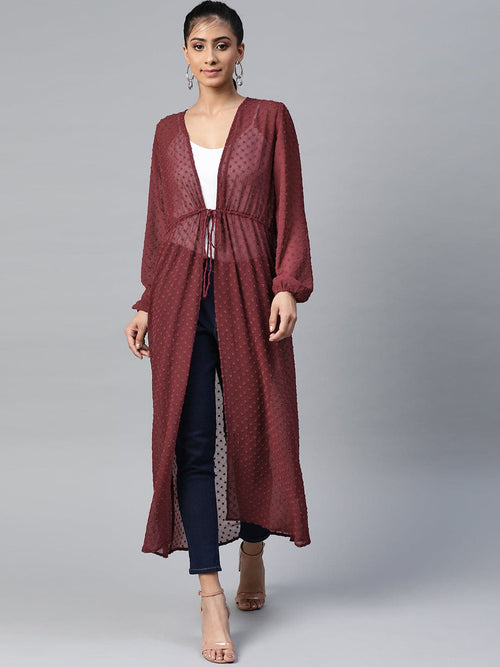 Burgundy Front Open Shrug