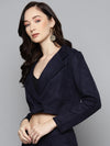 Navy Suede Crop Blazer