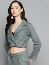 Olive Suede Crop Blazer