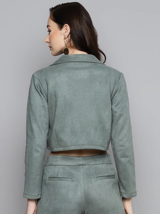 Olive Suede Crop Blazer