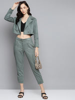 Olive Suede Crop Blazer