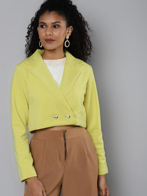 Yellow Scuba Crop Blazer