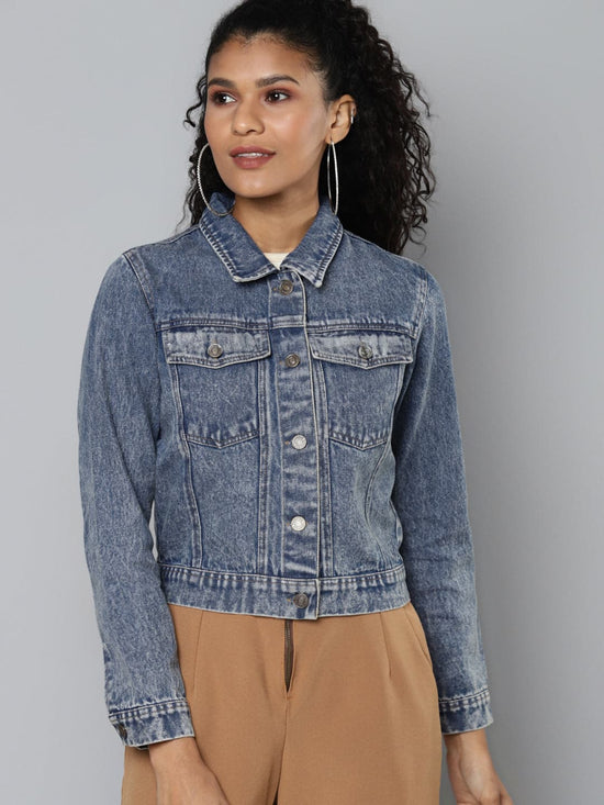 Blue Follow-Dreams Print Denim Jacket