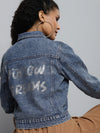 Blue Follow-Dreams Print Denim Jacket