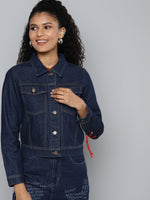 Blue Criss Cross Detail Denim Jacket