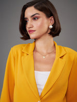 Women Mustard Front Button Blazer