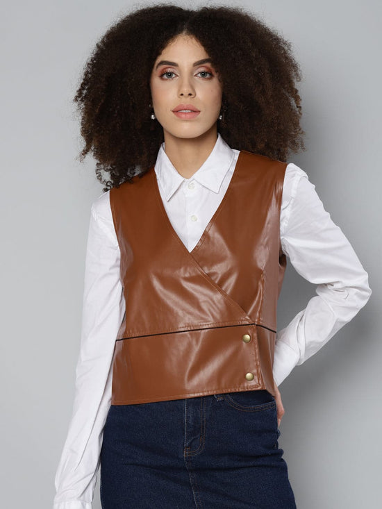 Brown PU WaistCoat