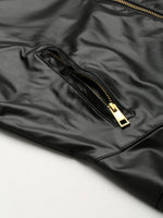Black PU Frill Hem Jacket