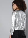 Silver Mettalic PU Biker Jacket