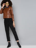 Brown PU Biker Jacket