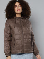 Brown Oversized Hooded Puffer Jacket