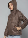 Brown Oversized Hooded Puffer Jacket