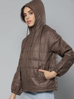 Brown Oversized Hooded Puffer Jacket