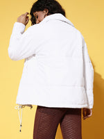 Women White Oversized Quilted Jacket