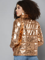 Copper Metallic Puffer Jacket
