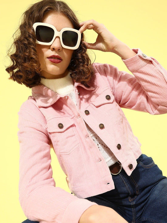 Pink Corduroy Trucker Jacket