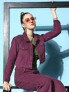 Women Purple Corduroy Boxy Jacket