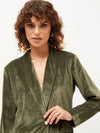 Women Olive Velvet Shawl Collar Blazer