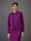 Women Purple Notch Collar Single-Breasted Blazer