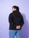 Women Black London Printed Fleece Zipper Jacket
