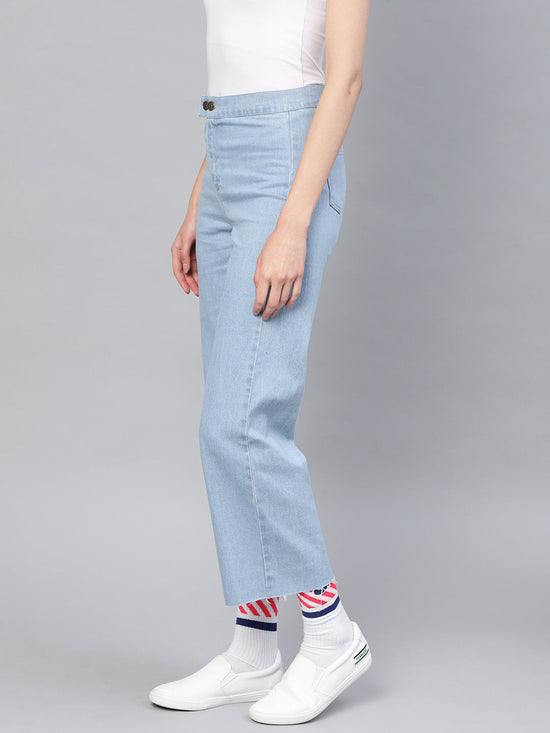 Blue Denim Straight Pants