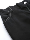 Black With White Contrast Stitch Wide Jeans