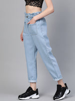 Blue Front Pocket Slouchy Jeans